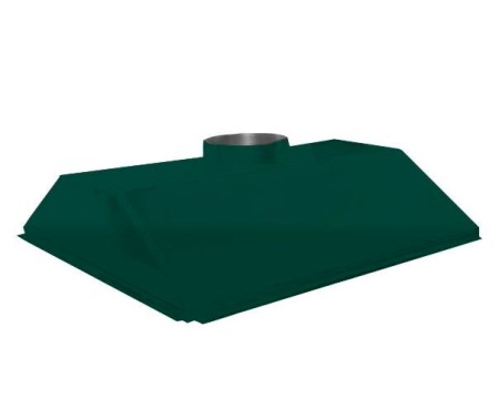 Зонт купольный вытяжной ЗВОК 500х 600х300h двускатный зеленый из оцинкованной стали