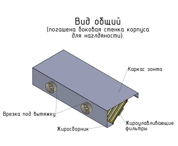 Зонты вытяжные из нержавеющей стали Зонт пристенный вытяжной ЗВП 350x800x1000 н1 тип 1 из нержавеющей стали 1 мм выход d160